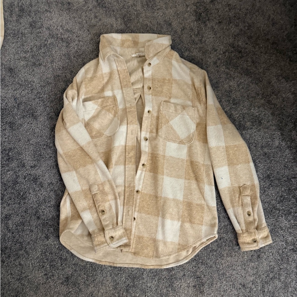 beachlunchlounge Tan Plaid Shirt